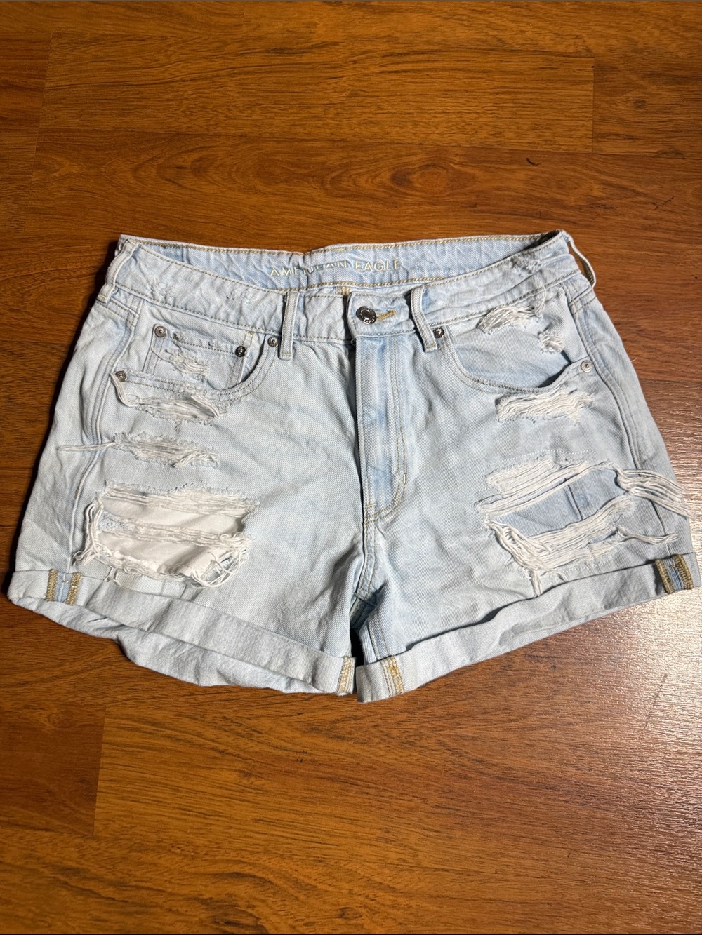 American Eagle Outfitters Light Wash Distressed Jean Shorts